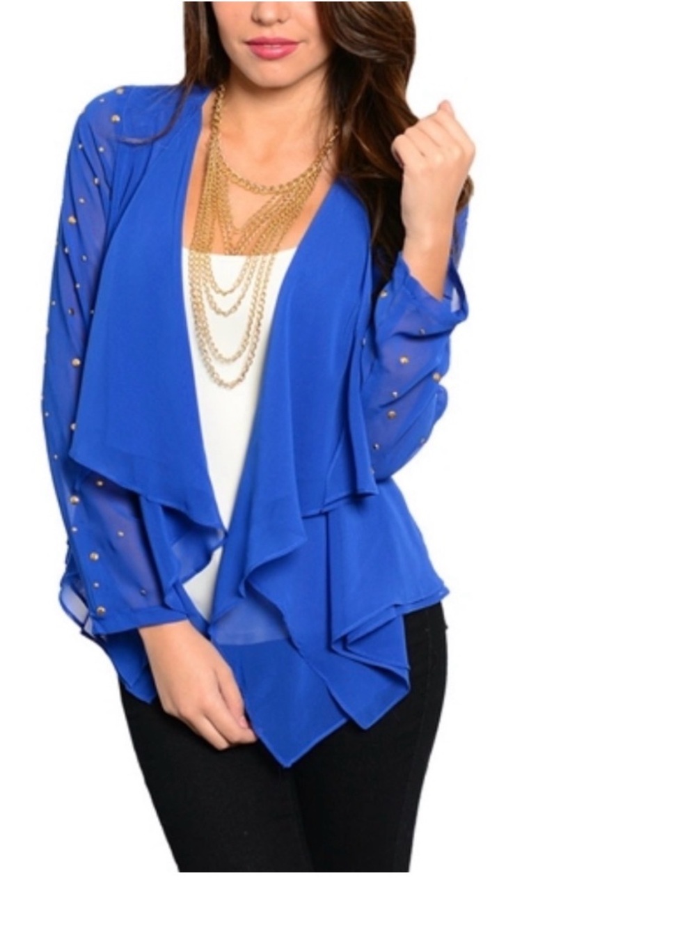 Marineblu Blue Draped Women's Cardigan Sweater